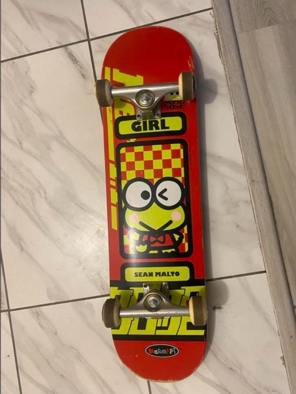 Girl x Keroppi Red Kids Skateboard - Sean Malto Graphic